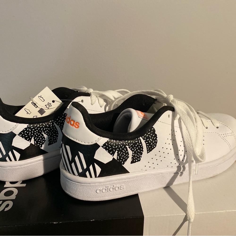 Adidas White and Black Sneakers with Zebra Print